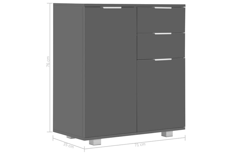Skjenk høyglans grå 71x35x76 cm sponplate - Grå - Sideboard & skjenker