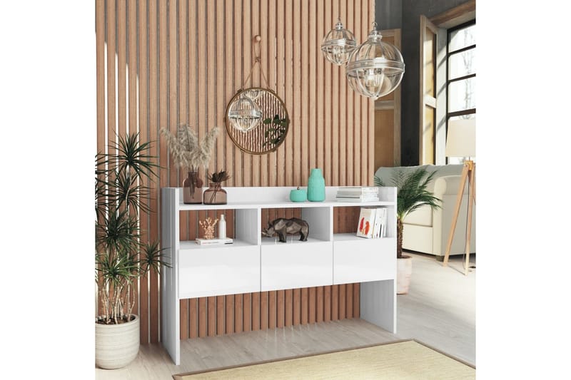 Skjenk høyglans hvit 105x30x70 cm sponplate - Hvit - Oppbevaring - Oppbevaringsmøbler - Sideboard & skjenker