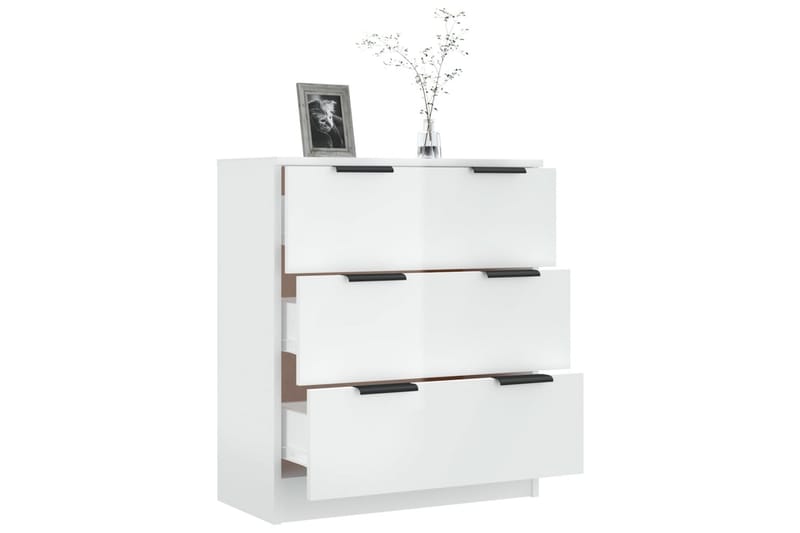 Skjenk høyglans hvit 60x30x70 cm konstruert tre - Hvit - Oppbevaring - Oppbevaringsmøbler - Sideboard & skjenker