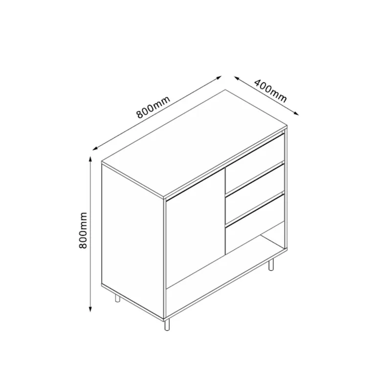 Skjenk HOME4YOU Herta 80x40x80 cm - hvit/lyst tre - Oppbevaring - Oppbevaringsmøbler - Sideboard & skjenker