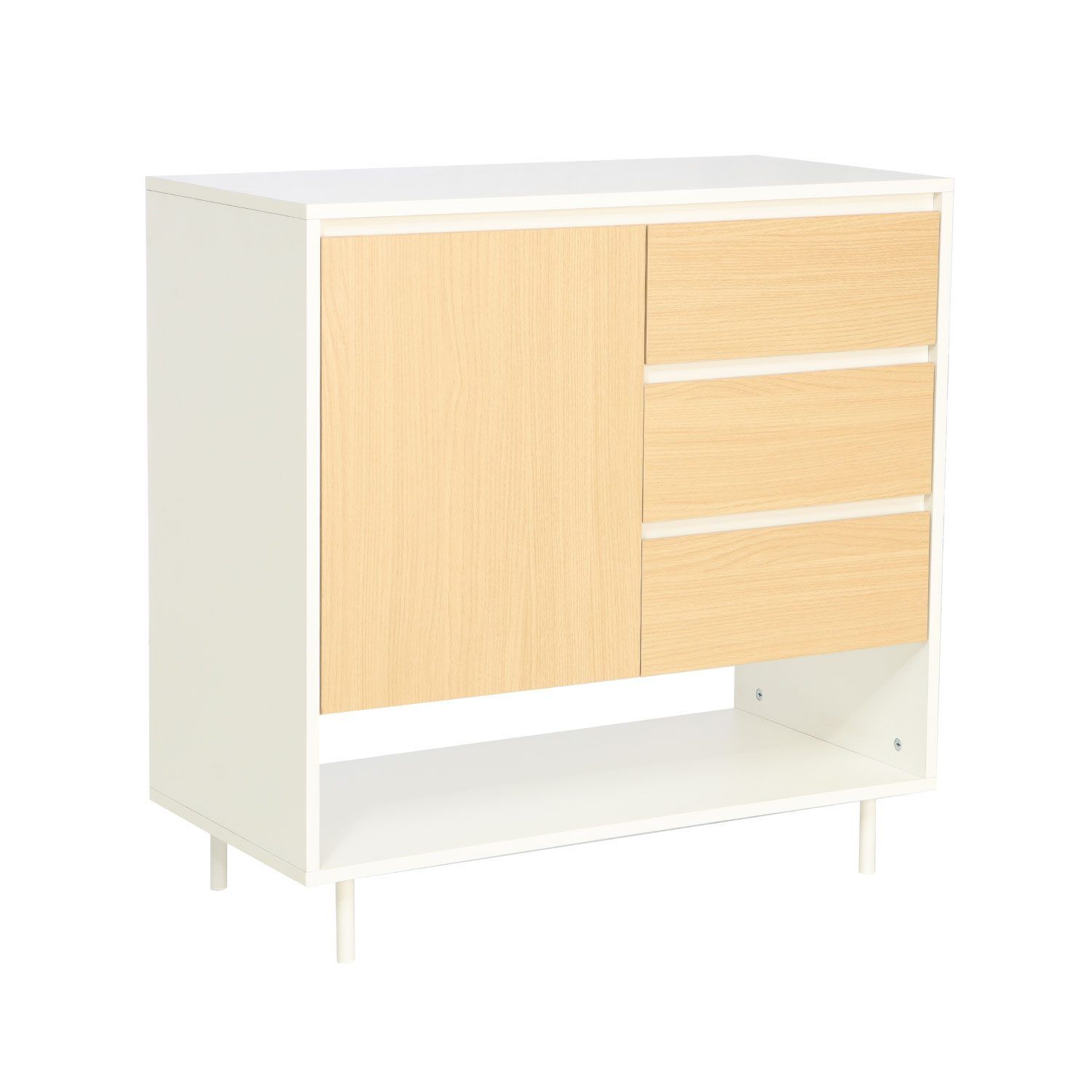 Skjenk HOME4YOU Herta 80x40x80 cm - hvit/lyst tre