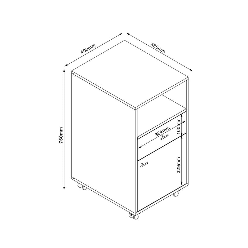 Skjenk HOME4YOU Lester 40x48x76 cm melamin - lyst tre - Oppbevaring - Oppbevaringsmøbler - Kommode - Skuffeseksjon