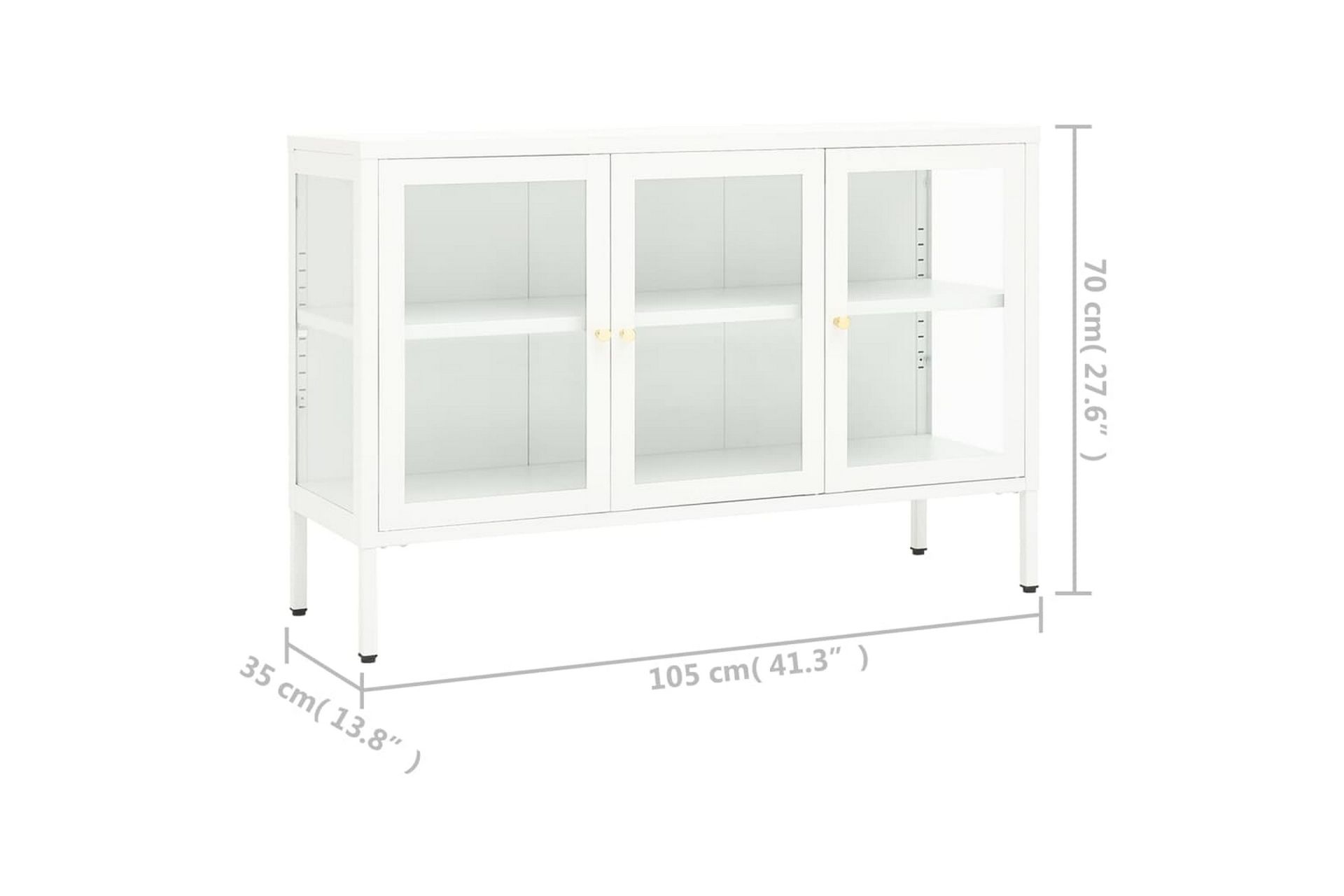Skjenk hvit 105x35x70 cm stål og glass - Hvit - Oppbevaring - Oppbevaringsmøbler - Sideboard & skjenker