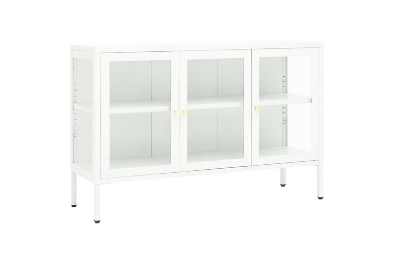 Skjenk hvit 105x35x70 cm stål og glass - Hvit - Sideboard & skjenker