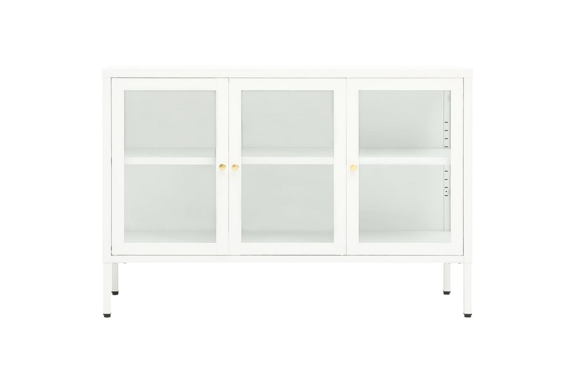 Skjenk hvit 105x35x70 cm stål og glass - Hvit - Oppbevaring - Oppbevaringsmøbler - Sideboard & skjenker