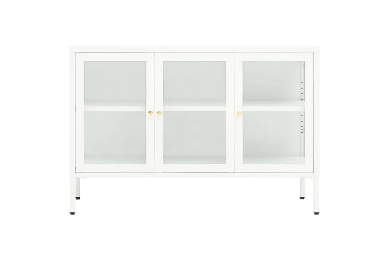 Skjenk hvit 105x35x70 cm stål og glass - Hvit - Sideboard & skjenker