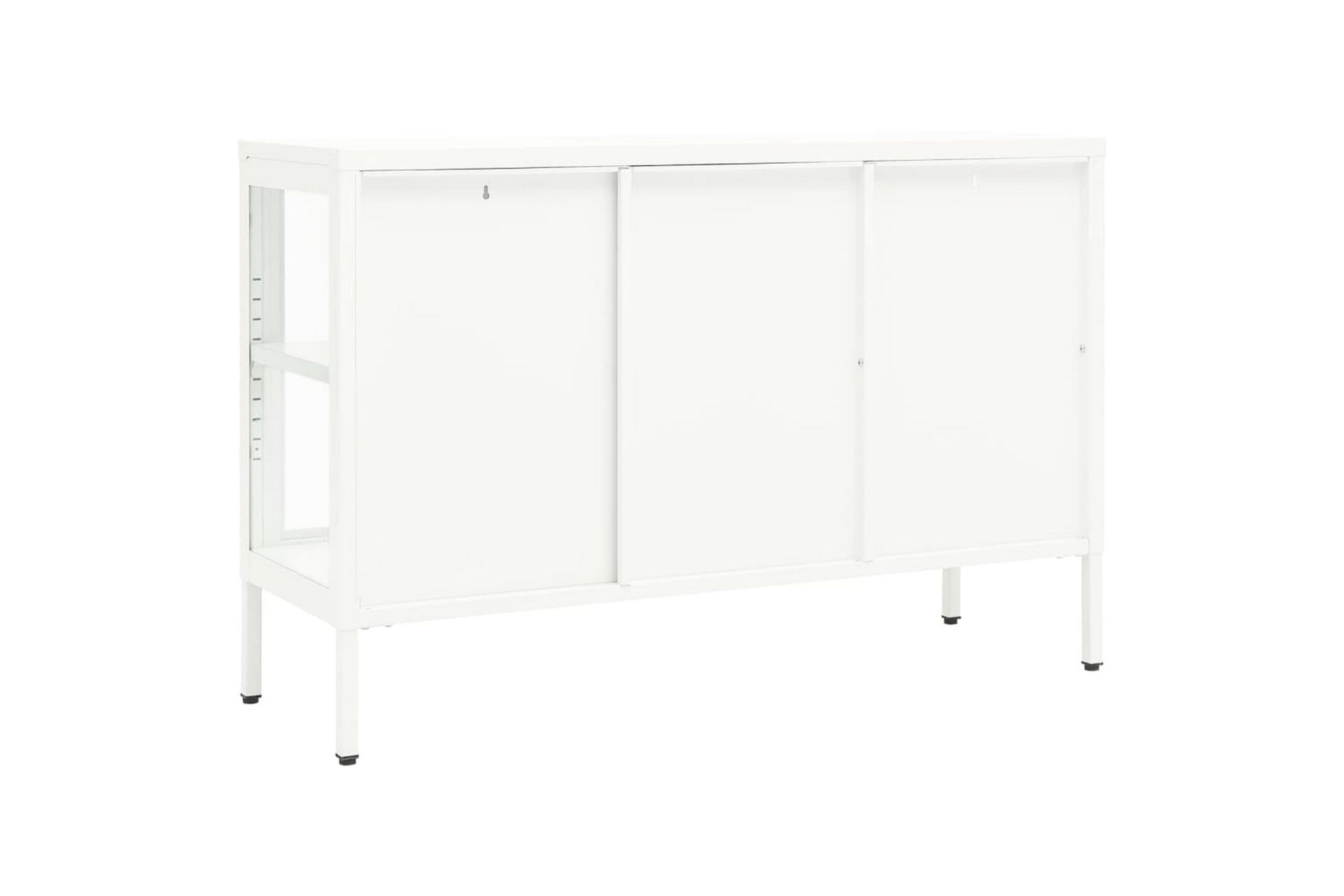 Skjenk hvit 105x35x70 cm stål og glass - Hvit - Oppbevaring - Oppbevaringsmøbler - Sideboard & skjenker