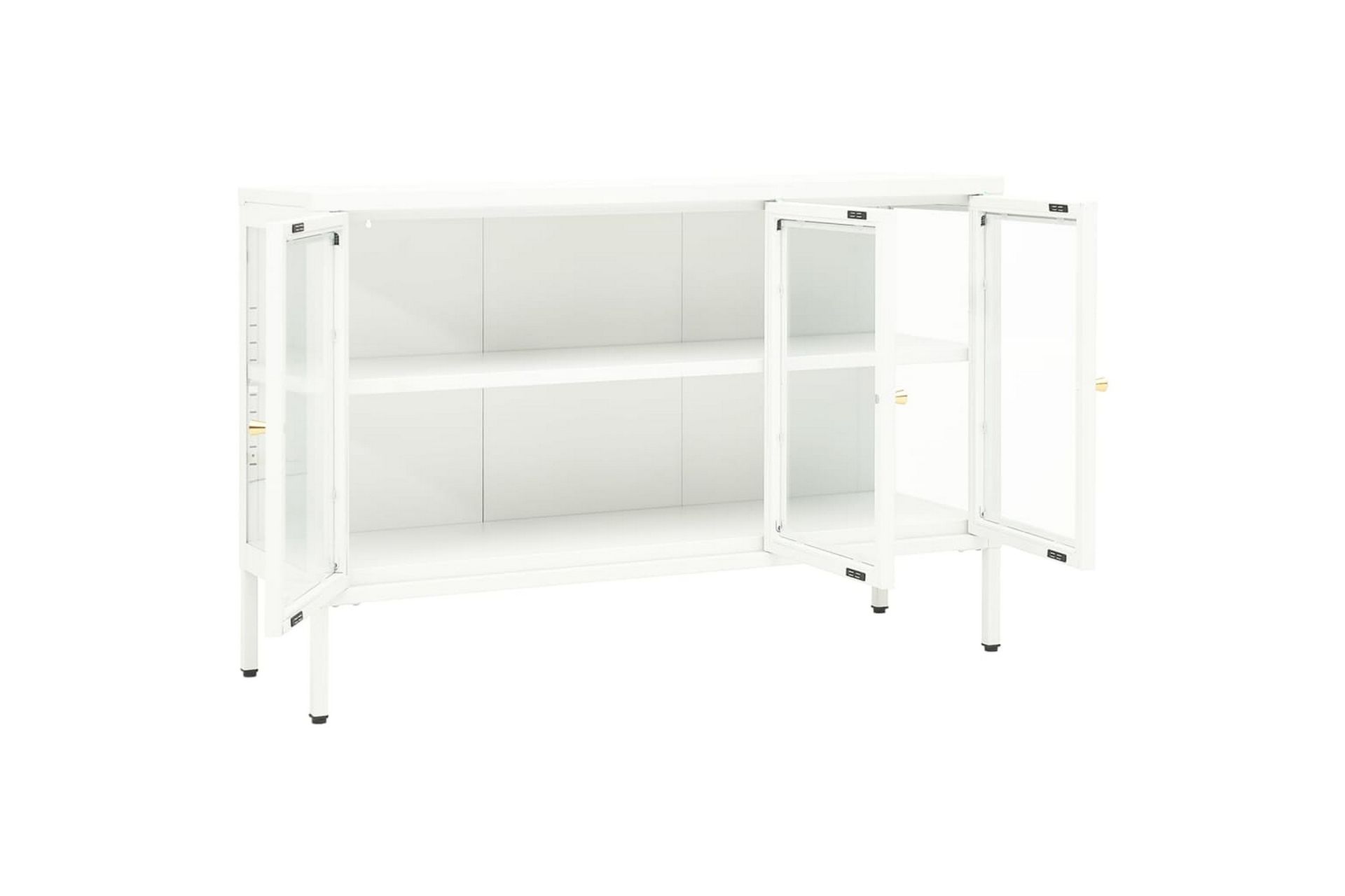Skjenk hvit 105x35x70 cm stål og glass - Hvit - Oppbevaring - Oppbevaringsmøbler - Sideboard & skjenker