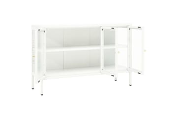 Skjenk hvit 105x35x70 cm stål og glass - Hvit - Oppbevaring - Oppbevaringsmøbler - Sideboard & skjenker