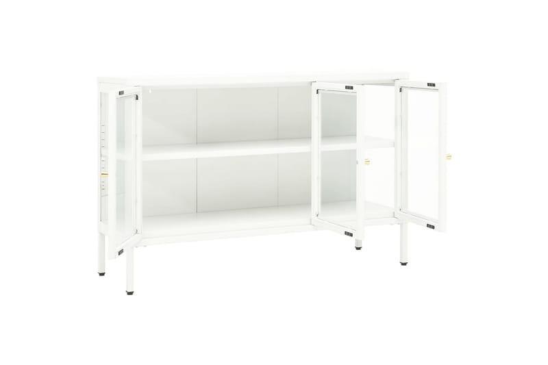 Skjenk hvit 105x35x70 cm stål og glass - Hvit - Oppbevaring - Oppbevaringsmøbler - Sideboard & skjenker