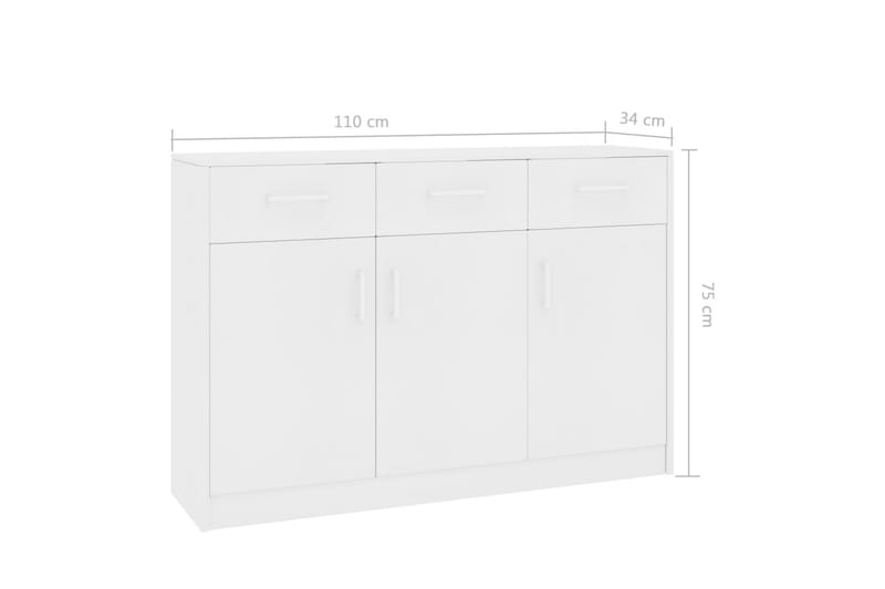 Skjenk hvit 110x34x75 cm sponplate - Sideboard & skjenker