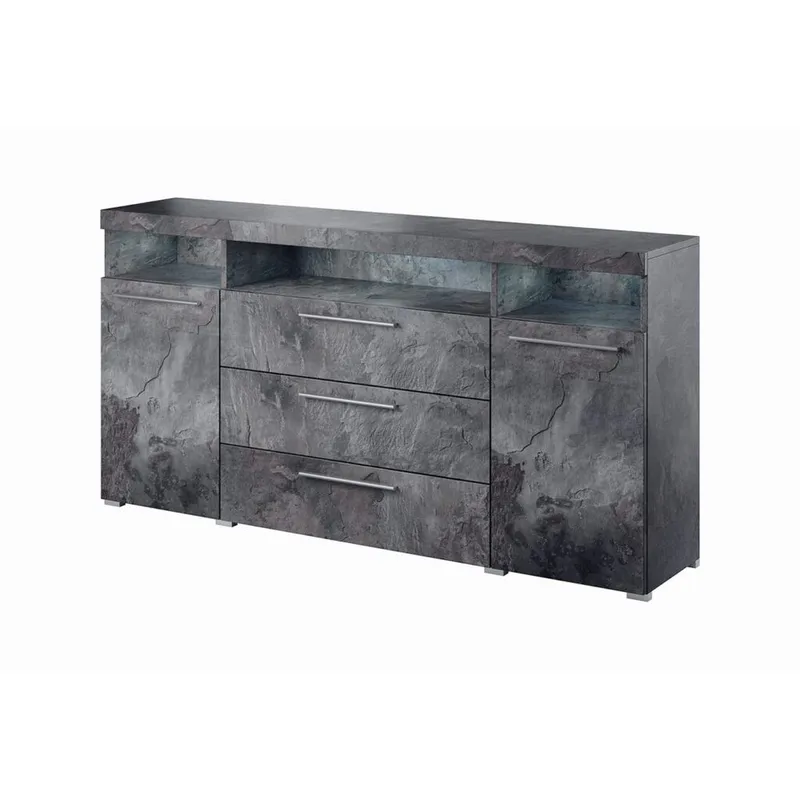 Skjenk India 2 dører med 3 skuffer - Skifer, 182 cm - Oppbevaring - Oppbevaringsmøbler - Sideboard & skjenker