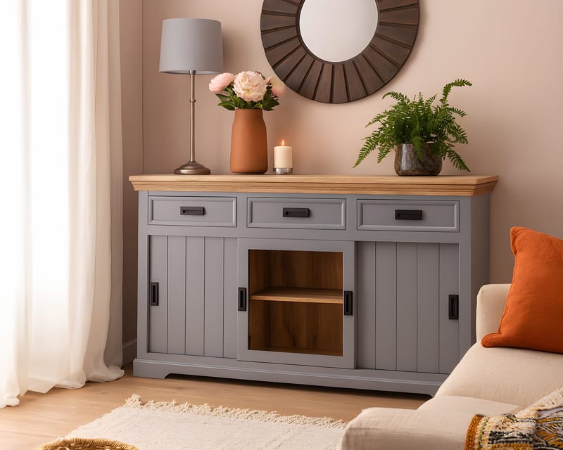 Skjenk Loft24 Alpinist - Grå og naturtre - Oppbevaring - Oppbevaringsmøbler - Sideboard & skjenker