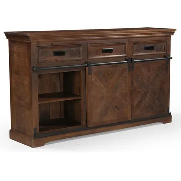 Skjenk Loft24 Don Barn - Dyp brun med svarte metalldetaljer - Oppbevaring - Oppbevaringsmøbler - Sideboard & skjenker