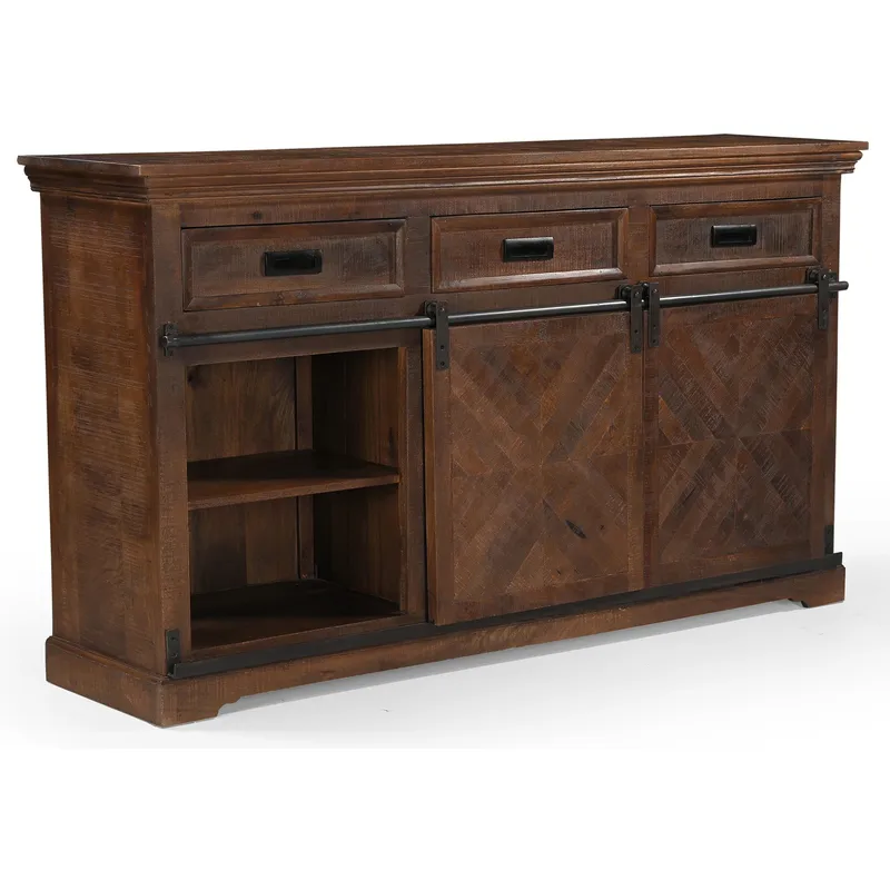 Skjenk Loft24 Don Barn - Dyp brun med svarte metalldetaljer - Oppbevaring - Oppbevaringsmøbler - Sideboard & skjenker