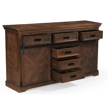 Skjenk Loft24 Don Barn - Dyp brun med svarte metalldetaljer - Oppbevaring - Oppbevaringsmøbler - Sideboard & skjenker