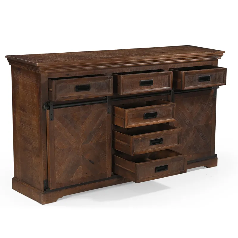 Skjenk Loft24 Don Barn - Dyp brun med svarte metalldetaljer - Oppbevaring - Oppbevaringsmøbler - Sideboard & skjenker