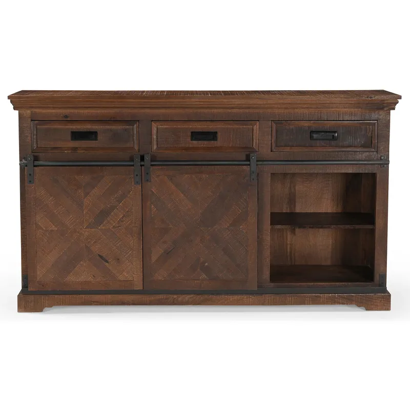 Skjenk Loft24 Don Barn - Dyp brun med svarte metalldetaljer - Oppbevaring - Oppbevaringsmøbler - Sideboard & skjenker