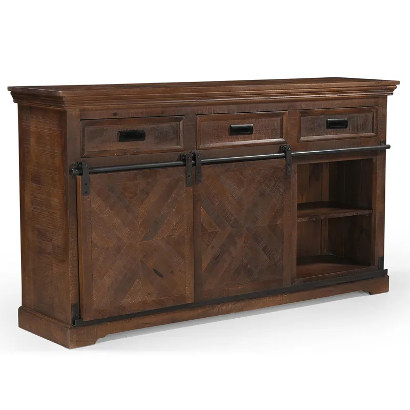 Skjenk Loft24 Don Barn - Dyp brun med svarte metalldetaljer - Oppbevaring - Oppbevaringsmøbler - Sideboard & skjenker