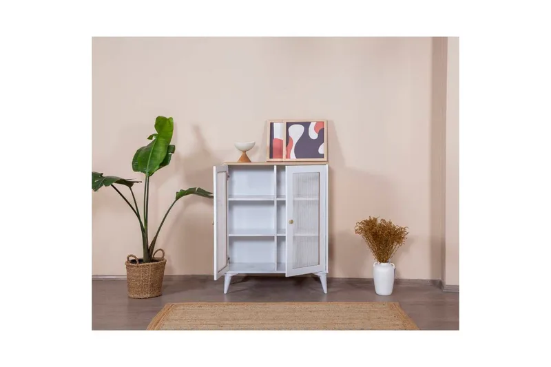 Skjenk Mjudi Hvit / Eik - Hvit / Eik - Oppbevaring - Oppbevaringsmøbler - Sideboard & skjenker