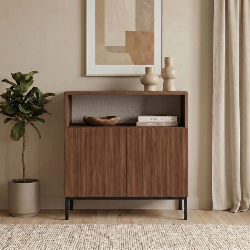 Skjenk Nordure Palmer (80 x 80 x 40 cm) Milano Valnøtt Svart - Milano valnøtt og svart - Oppbevaring - Oppbevaringsmøbler - Sideboard & skjenker