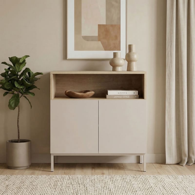 Skjenk Nordure Palmer (80 x 80 x 40 cm) Sandstein Safir Eik - Sandstein Safir Eik - Oppbevaring - Oppbevaringsmøbler - Sideboard & skjenker