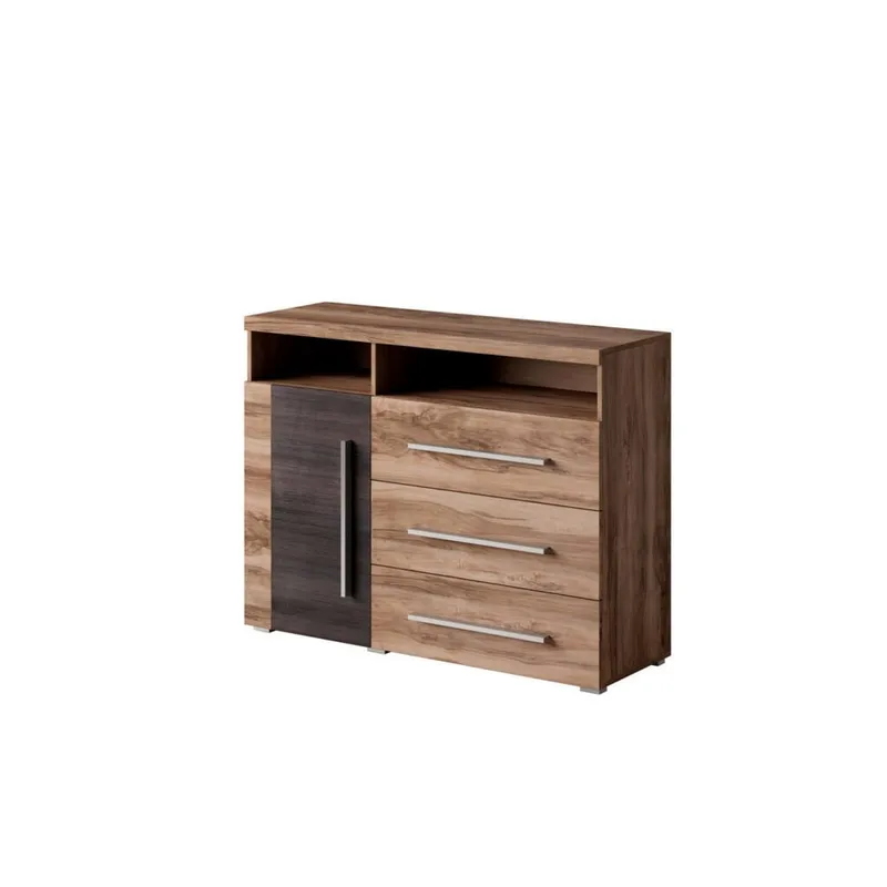 Skjenk Roger 1 Dør med 3 Skuffer, Satin valnøtt