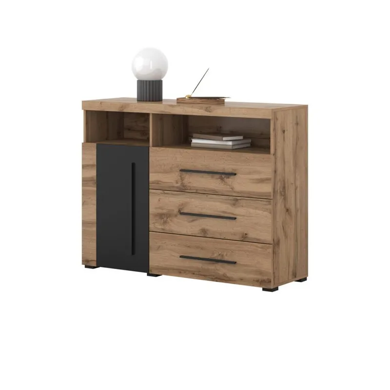 Skjenk Roger 1 Dør med 3 Skuffer - Wotan eik - Oppbevaring - Oppbevaringsmøbler - Sideboard & skjenker