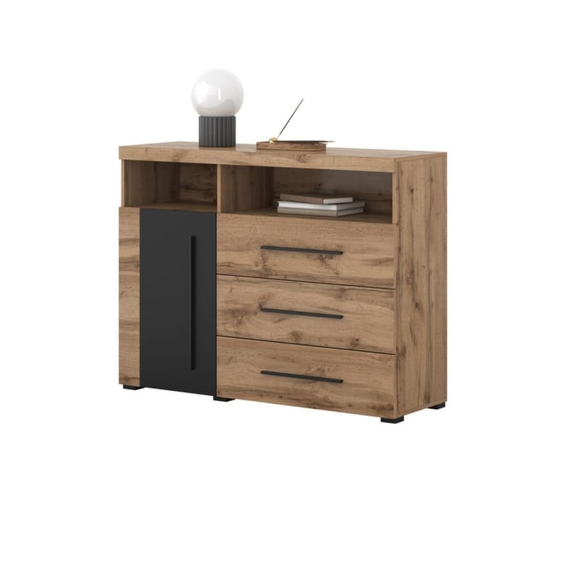Skjenk Roger 1 Dør med 3 Skuffer - Wotan eik - Oppbevaring - Oppbevaringsmøbler - Sideboard & skjenker