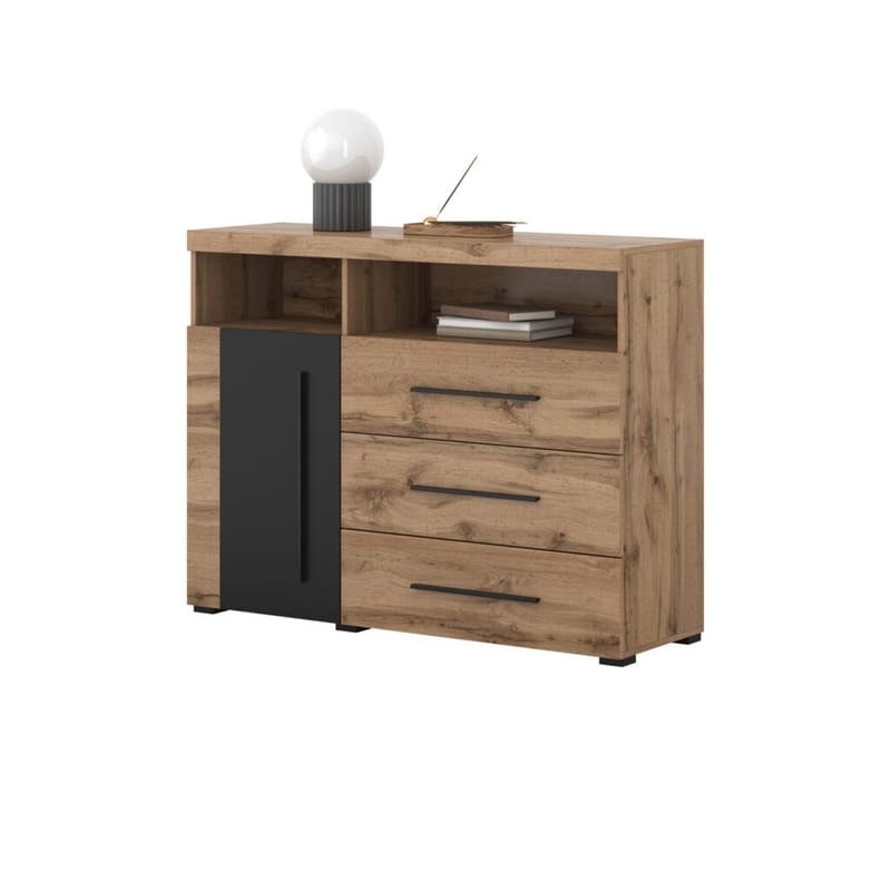 Skjenk Roger 1 Dør med 3 Skuffer - Wotan eik - Oppbevaring - Oppbevaringsmøbler - Sideboard & skjenker