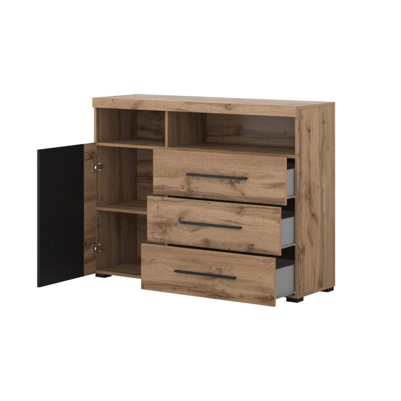 Skjenk Roger 1 Dør med 3 Skuffer - Wotan eik - Oppbevaring - Oppbevaringsmøbler - Sideboard & skjenker