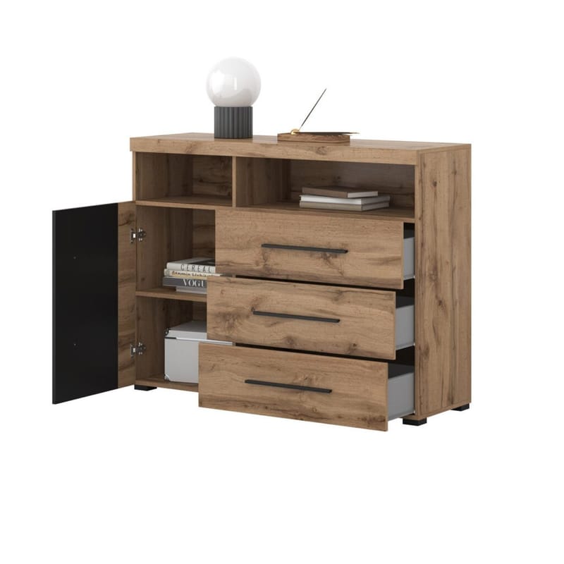Skjenk Roger 1 Dør med 3 Skuffer - Wotan eik - Oppbevaring - Oppbevaringsmøbler - Sideboard & skjenker