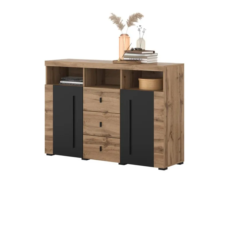 Skjenk Roger 2 Dører med 3 Skuffer - Wotan eik, 132 cm - Oppbevaring - Oppbevaringsmøbler - Sideboard & skjenker