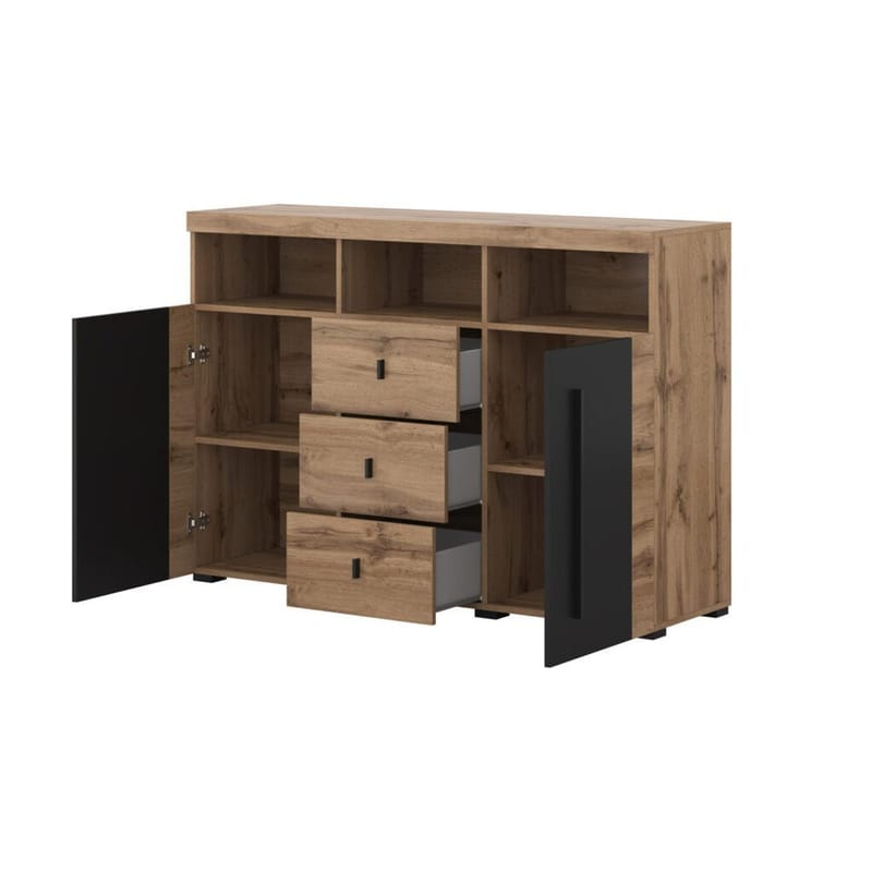Skjenk Roger 2 Dører med 3 Skuffer - Wotan eik, 132 cm - Oppbevaring - Oppbevaringsmøbler - Sideboard & skjenker