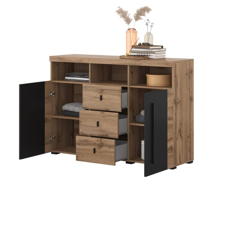 Skjenk Roger 2 Dører med 3 Skuffer - Wotan eik, 132 cm - Oppbevaring - Oppbevaringsmøbler - Sideboard & skjenker