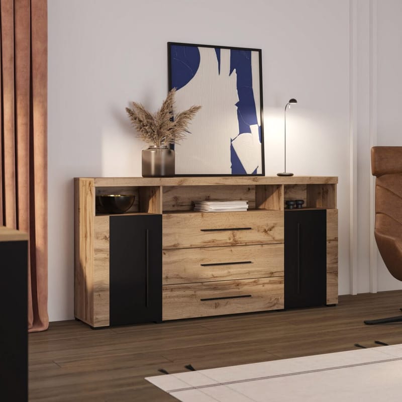 Skjenk Roger 2 Dører med 3 Skuffer - Wotan eik, 182 cm - Oppbevaring - Oppbevaringsmøbler - Sideboard & skjenker
