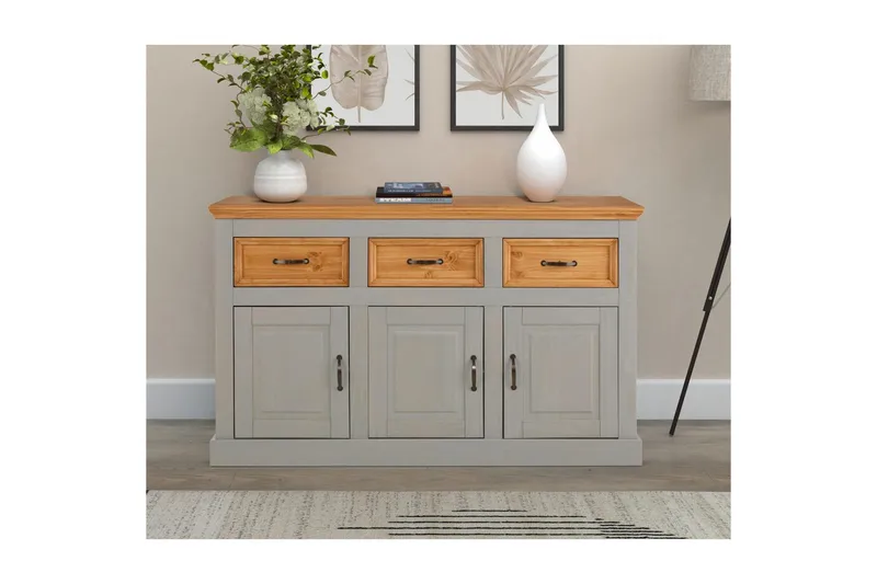 Skjenk Selma 145x38x87 cm, Grå/Beis/Voks - 145x38x87 cm, Grå/Beis/Voks - Oppbevaring - Oppbevaringsmøbler - Sideboard & skjenker