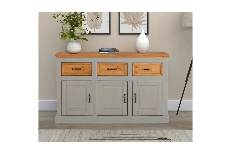 Skjenk Selma 145x38x87 cm, Grå/Beis/Voks - 145x38x87 cm, Grå/Beis/Voks - Oppbevaring - Oppbevaringsmøbler - Sideboard & skjenker