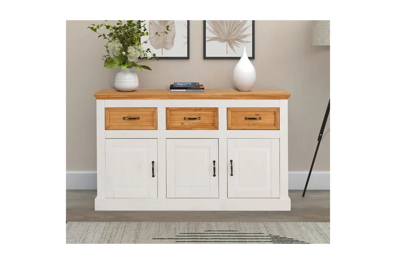 Skjenk Selma 145x38x87 cm, Hvit/Beis/Voks - 145x38x87 cm, Hvit/Beis/Voks - Oppbevaring - Oppbevaringsmøbler - Sideboard & skjenker