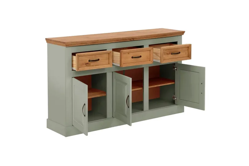 Skjenk Selma 145x38x87 cm, Salviegrønn/Beis/Voks - 145x38x87 cm, Salviegrønn/Beis/Voks - Oppbevaring - Oppbevaringsmøbler - Sideboard & skjenker