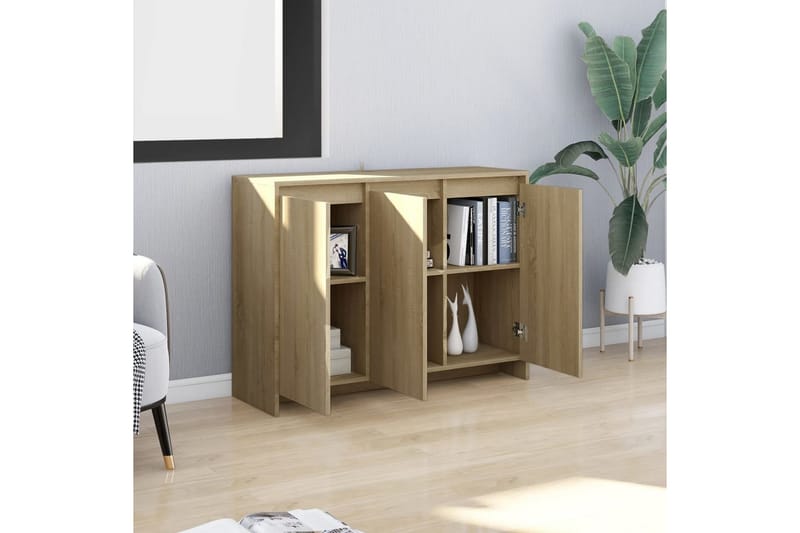Skjenk sonoma eik 102x33x75 cm sponplate - Beige - Oppbevaring - Oppbevaringsmøbler - Sideboard & skjenker