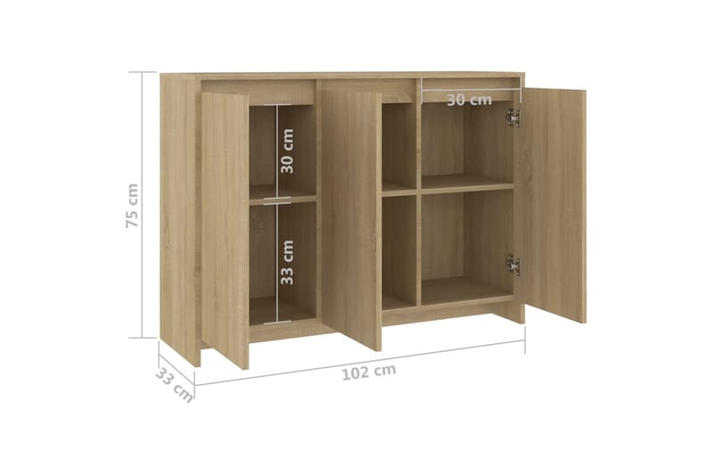 Skjenk sonoma eik 102x33x75 cm sponplate - Beige - Oppbevaring - Oppbevaringsmøbler - Sideboard & skjenker