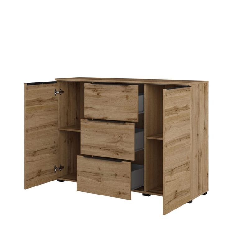 Skjenk Tana med 2 dører og 3 skuffer - Wotan eik - Oppbevaring - Oppbevaringsmøbler - Sideboard & skjenker