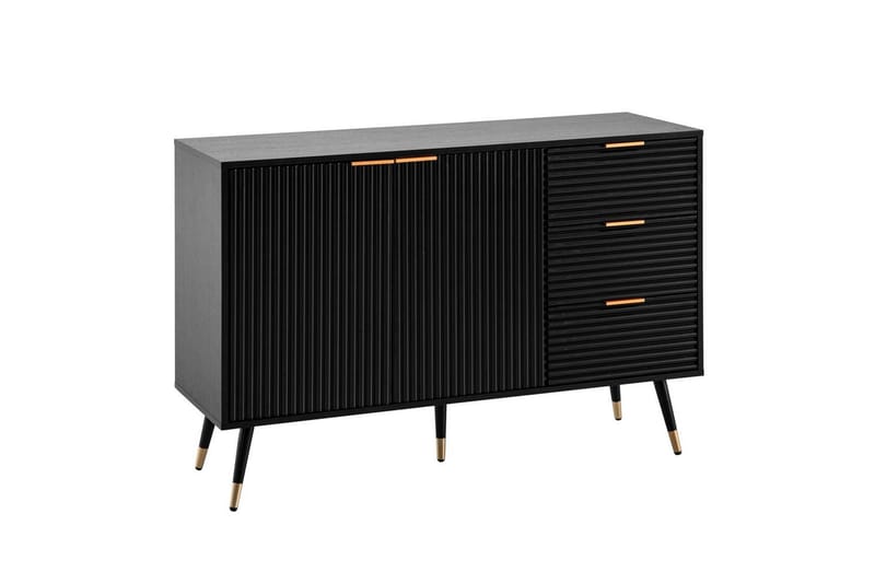 Skjenk Wohnling Foliert sponplate eikelook 120 cm 2 dører 3 skuffer Moderne - Møbler - Bord - Avlastningsbord - Lampebord & sidebord