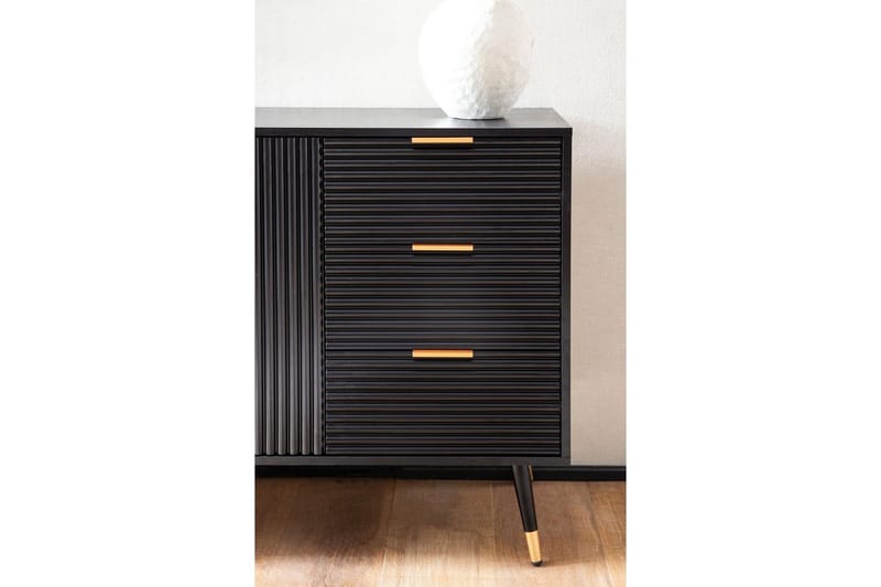 Skjenk Wohnling Foliert sponplate eikelook 120 cm 2 dører 3 skuffer Moderne - Møbler - Bord - Avlastningsbord - Lampebord & sidebord