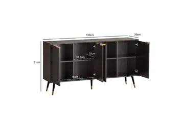 Skjenk Wohnling Foliert sponplate eikelook 150 cm 4 dører Moderne - Møbler - Bord - Avlastningsbord - Konsollbord