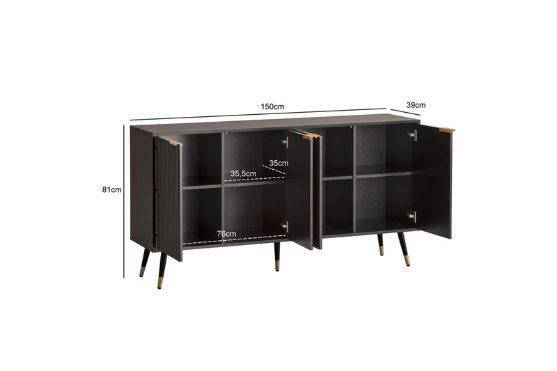 Skjenk Wohnling Foliert sponplate eikelook 150 cm 4 dører Moderne - Møbler - Bord - Avlastningsbord - Konsollbord