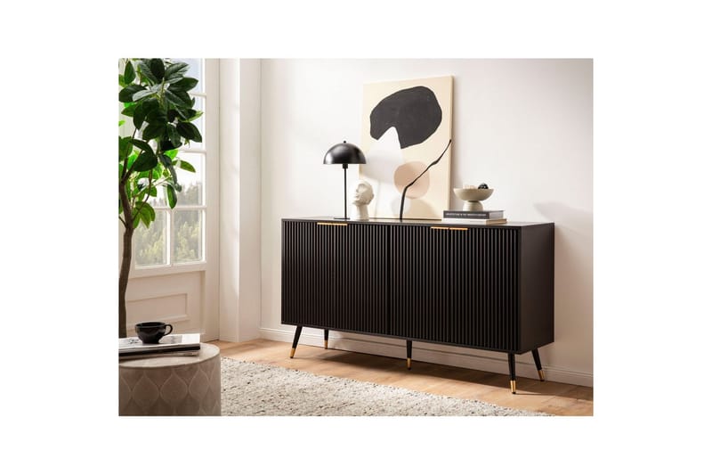Skjenk Wohnling Foliert sponplate eikelook 150 cm 4 dører Moderne - Møbler - Bord - Avlastningsbord - Gangbord