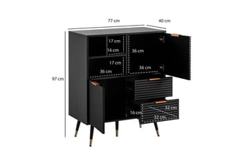 Skjenk Wohnling Foliert sponplate eikelook 77 cm 2 dører 2 skuffer Lagringsplass Moderne - Oppbevaring - Oppbevaringsmøbler - Sideboard & skjenker