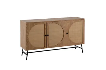 Skjenk Wohnling Foliert sponplate eikelook halvsirkel Rattanflett-utseende 3 dører Moderne - Møbler - Bord - Avlastningsbord - Brettbord og småbord